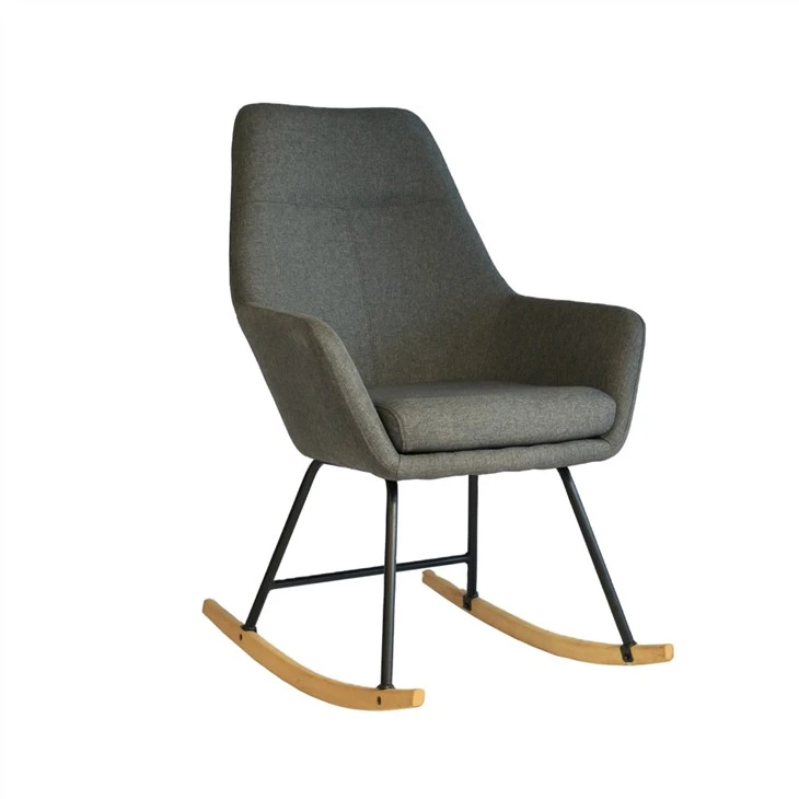 Niaj hnub nimno Fabric Rocking Chair nrog Ntoo & Hlau Base