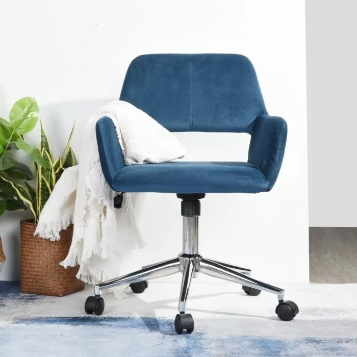 Tshiab Adjustable Tsev Velvet Fabric Office Lub Rooj Zaum