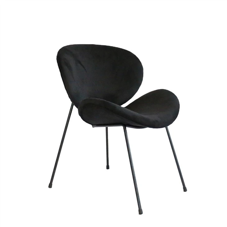 Plhaub Shape Velvet Fabric Accent Chair nrog hlau ceg