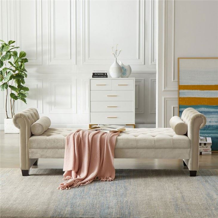 Lub Rooj Zaum Velvet Rolled Arm Sofa Bed