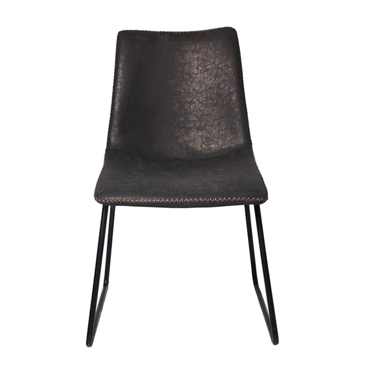 Niaj hnub nimno Faux Leather Dining Chair Nrog Dub Hlau Ob txhais ceg