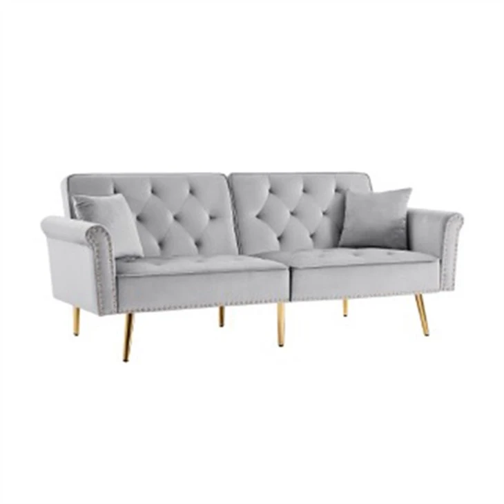 Peb Lub Rooj Zaum Rooj Zaum Rooj Zaum Rooj Zaum Nrog Fold-down Backrest Fabric Sofa Nailhead caj npab