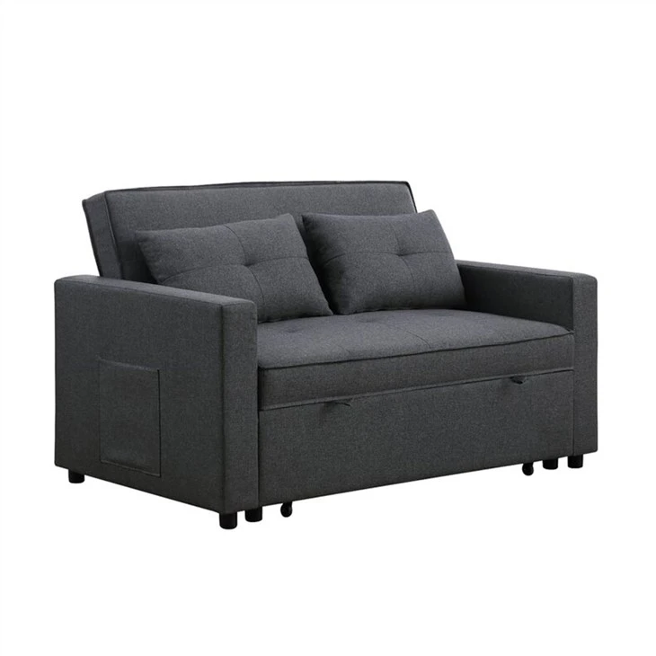 Tus khub Linen Upholstered Tufed Futon Rooj Zaum