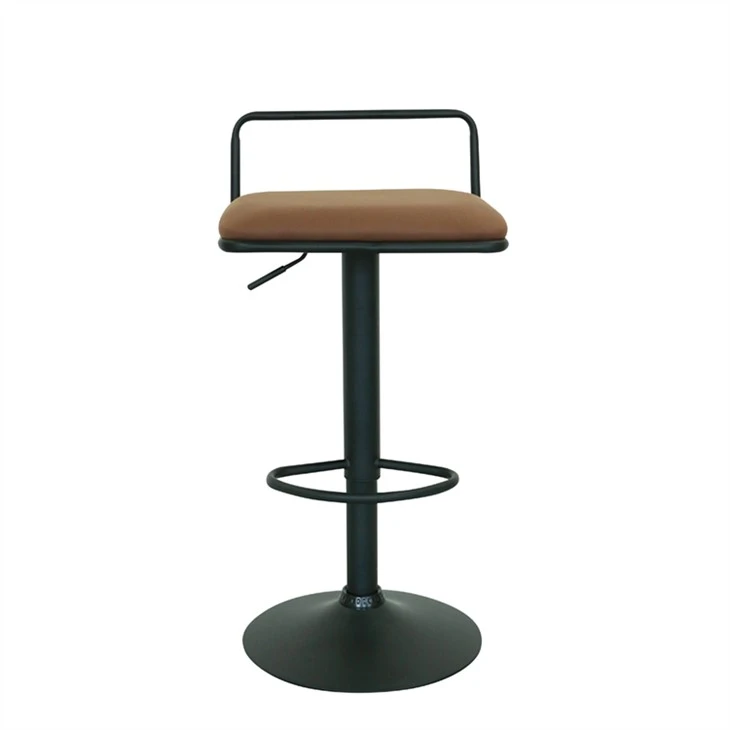 Qhov siab Adjustable Barstool Square Seat Hlau PU Swivel Bar Chair