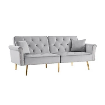 Peb Lub Rooj Zaum Rooj Zaum Rooj Zaum Rooj Zaum Nrog Fold-down Backrest Fabric Sofa Nailhead caj npab