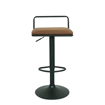 Qhov siab Adjustable Barstool Square Seat Hlau PU Swivel Bar Chair