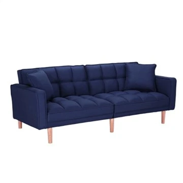 Mos Thiab Comfortable Convertible Sofa hauv Blue Linen