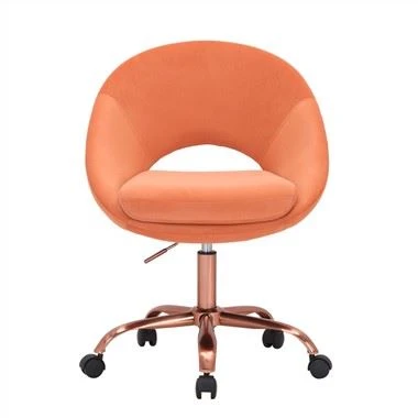 Velvet Home Office Chair, Rose kub hlau ob txhais ceg