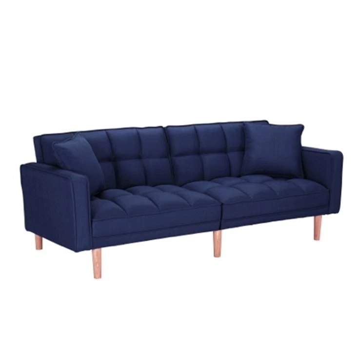 Mos Thiab Comfortable Convertible Sofa hauv Blue Linen